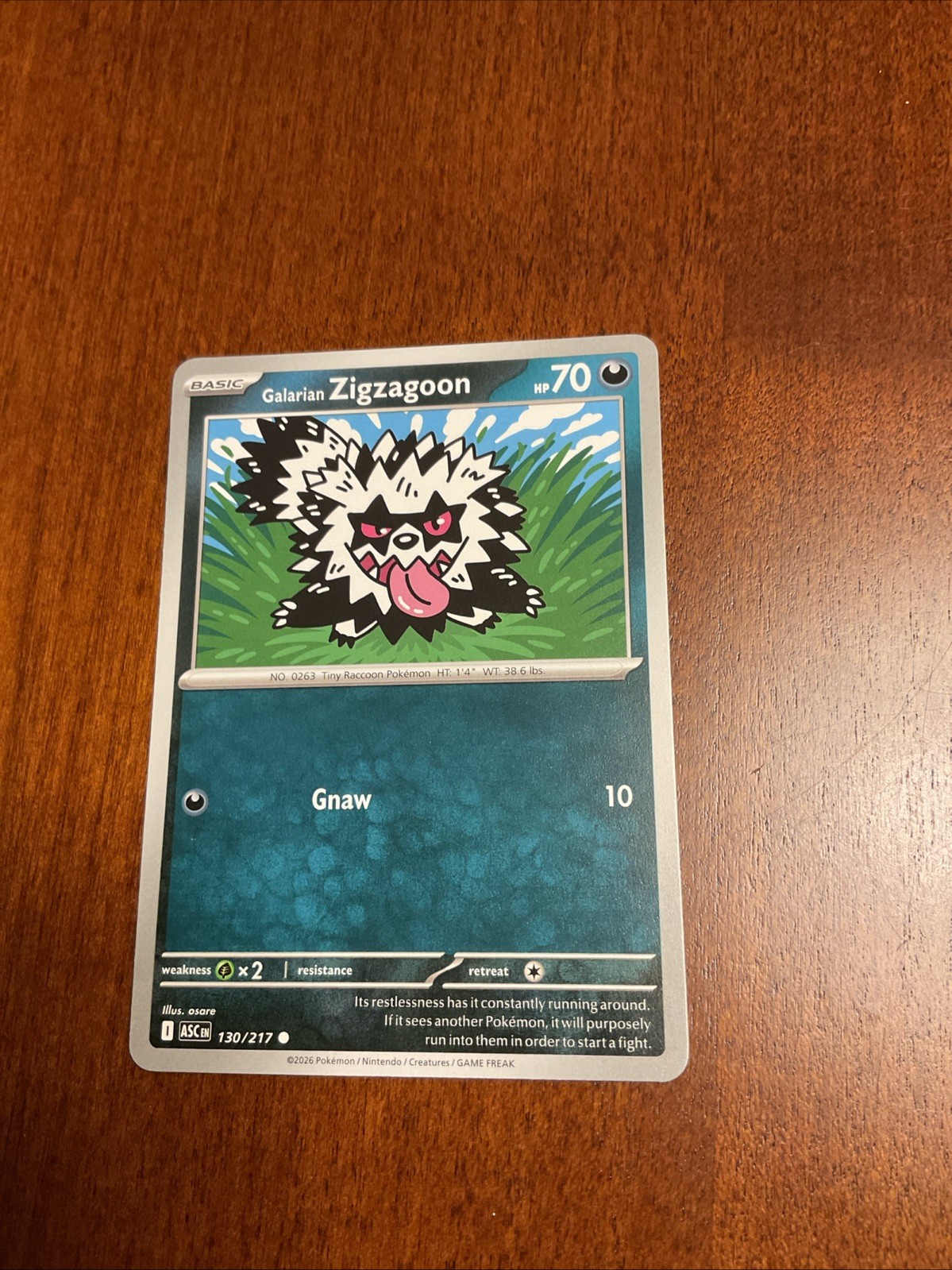 Galarian Zigzagoon 130/217 Ascended Heroes Regular Pokemon TCG Card