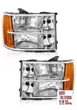 Headlights Assembly for 2007-2013 07-14 Upgrade-Chrome Housing Amber Reflector