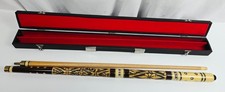Vintage Carved Wood 4 Piece 24oz Pool Cue Billiard Stick with Hard Case