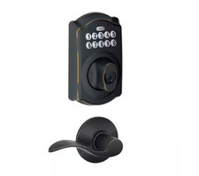 Schlage Camelot Aged Bronze Electronic Door Lock Deadbolt with Accent Door Handl