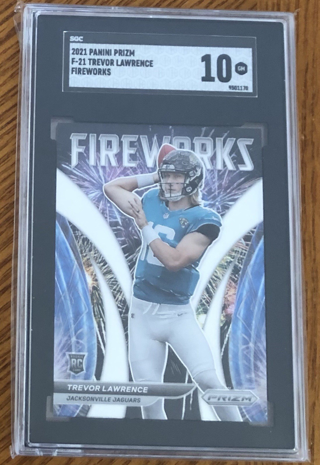 2021 PANINI PRIZM FIREWORKS #F21 TREVOR LAWRENCE ROOKIE PSA 10 JAGUARS SGC GM