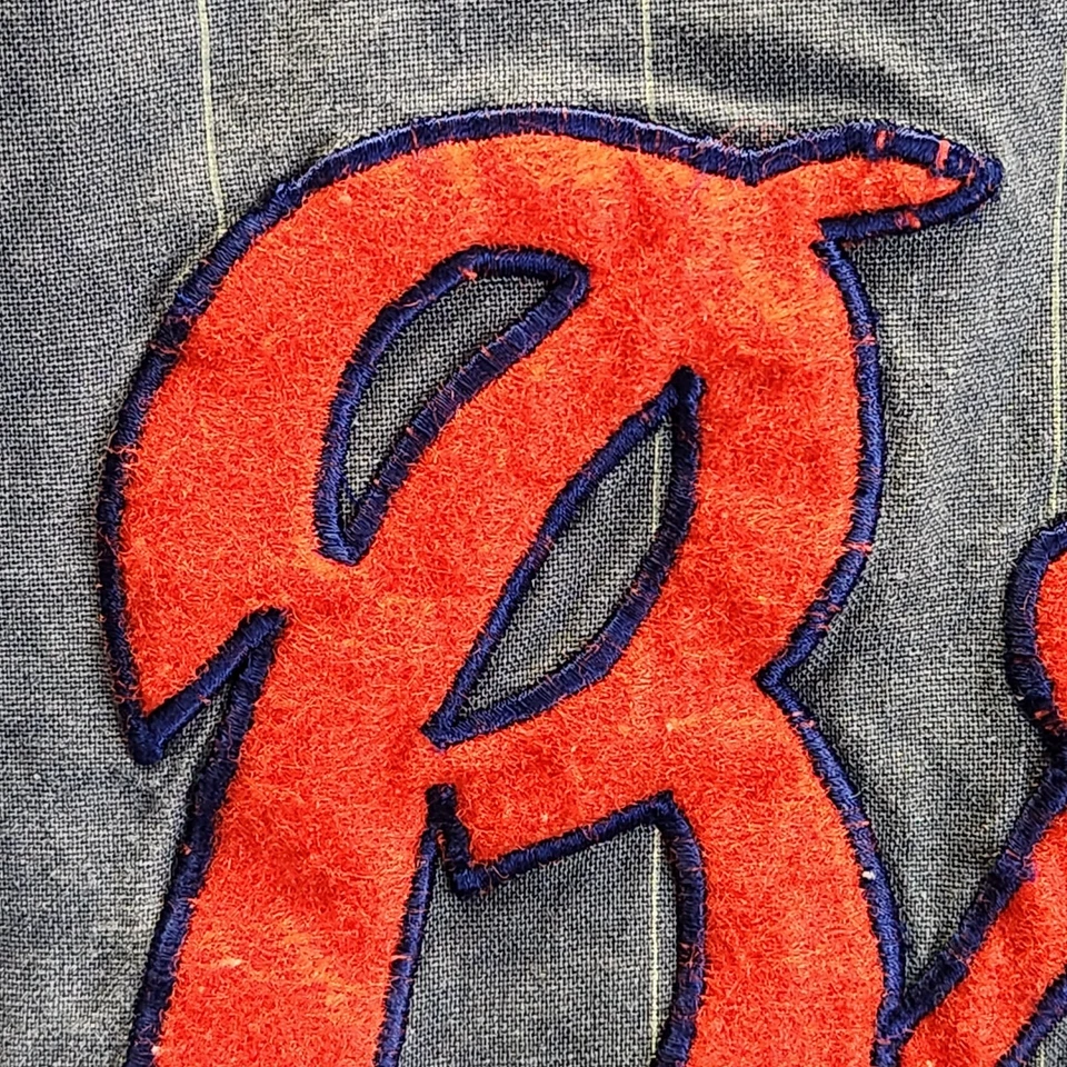 Vintage Atlanta Braves Jersey Mens XXL Cooperstown Blue Red Pin Stripes Baseball - Image 3 of 4