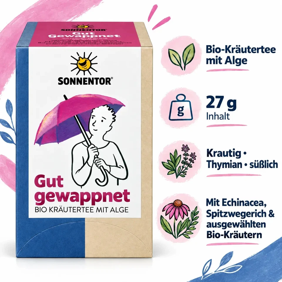 6er Pack Sonnentor Gut gewappnet Tee Bio Kräutertee Echinacea 6x18 Beutel 162g - Bild 3 von 4
