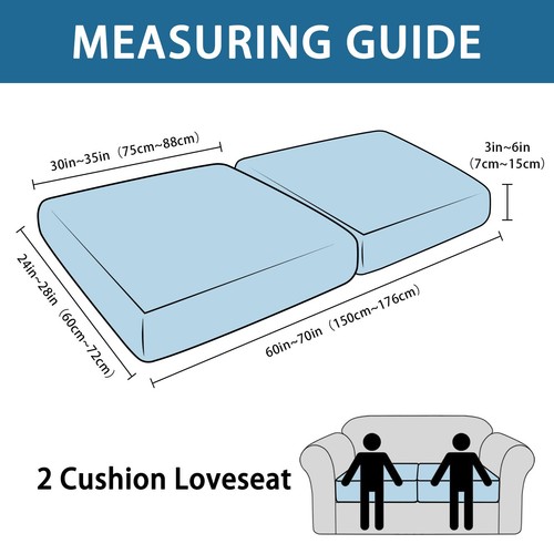 Loveseat Cushion Covers Leather Look Individual Seat Cushion Covers Stretch C... - Picture 4 of 7