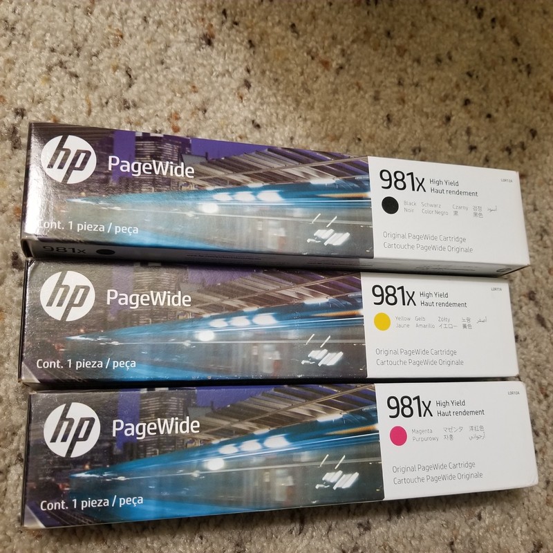 GENUINE  HP 981X  Black  Mag Yel  PageWide 556 586 . EXP 2027  2028