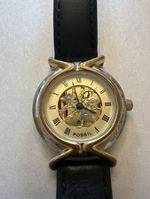 VTG Fossil Women s Skeleton Watch W/Gold-Tone...