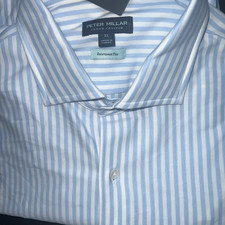 NWT!!! $ 275.Peter Millar, siz Large Excursionist Flex, Shirt Frost Blue Striped