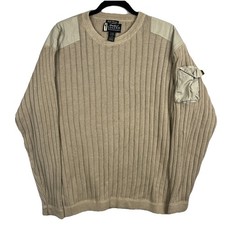 Vtg Eddie Bauer Legend Field Sweater Men  s Large Cotton Brown Military Golf