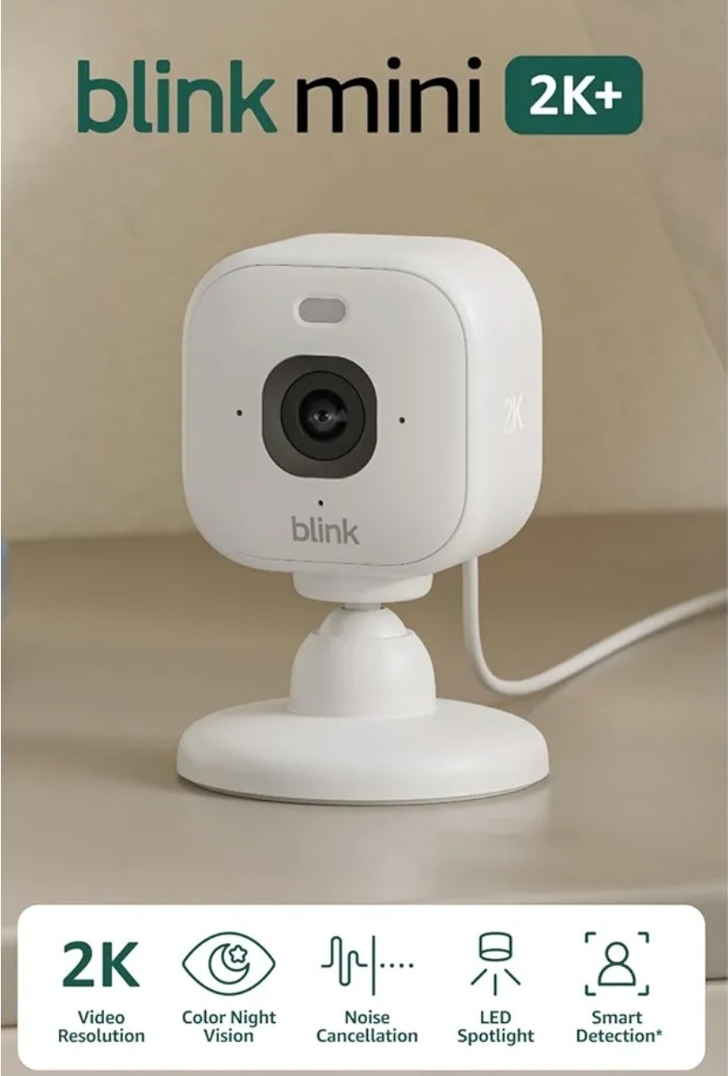 blink mini 2k+ clarity plus enhanced audio camera indoor/outdoor (White)