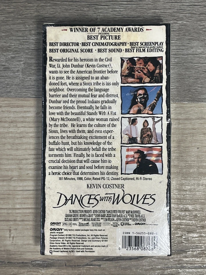 VHS Dances with Wolves 1990 Film Orion Home Video Watermark FACTORY SEALED - Image 2 of 4