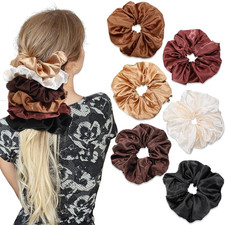 6 Pieces Big Satin Scrunchies for Women, Jumbo Silk Scrunchies Thick Elastic Jum