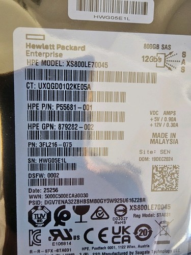 Disque SSD 841505-001 HP 800 Go 12 G SAS usage mixte SFF 2,5 pouces scellé - Photo 3/8