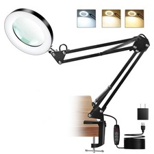 10X Magnifying Glass with Light and Clamp, Real Glass Lens Magnifier Lamp wit...