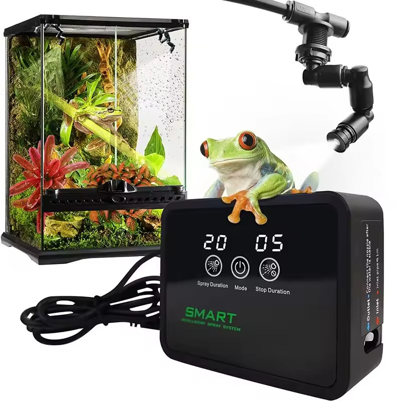 Systeme de brumisation pour terrarium afin de hydrater le cameleon en voyage