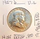 1957- U.S. Half Dollar - Franklin - 90% Silver