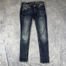 Miss Me Women's Signature Skinny Embellished Pocket Flaps Blue Jeans Sz 26x31