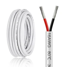 20FT 16 Gauge Wire 2 Conductor, 16AWG Electrical Wire, 16/2 Oxygen Free Stran...