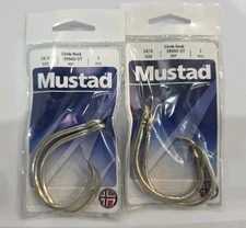 LOT OF 2- MUSTAD CIRCLE HOOK 16/0 39960-DT-16/0 CLASSIC SHARK, TUNA GT, GROUPER