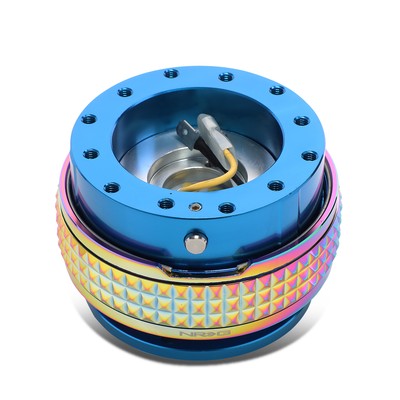 NRG Aluminum Steering Wheel Quick Release Adapter 2.1 Blue/Neo Chrome Pyramid