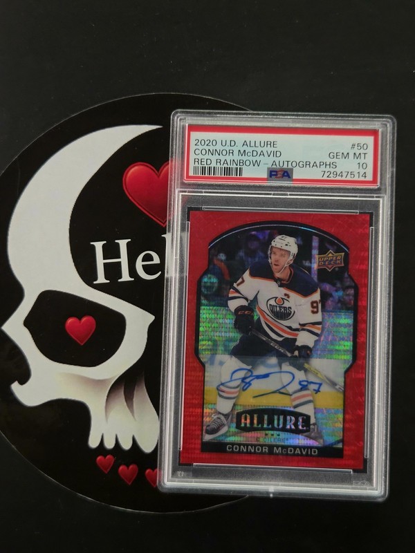2020-21 Connor McDavid PSA 10 Allure Red Rainbow Auto Oilers #50 Edmonton Oilers