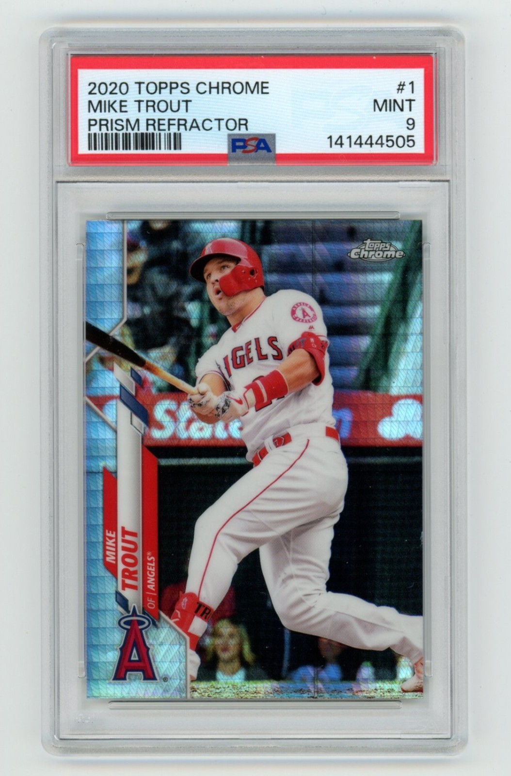 PSA 9 Mike Trout 2020 Topps Chrome #1 Prism Refractor MINT Angels MVP HOF
