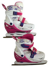 Xino Sport Ice Skates - for Girls and Boys, Size L, Kids 5 - 7.5 - Blue and Pink