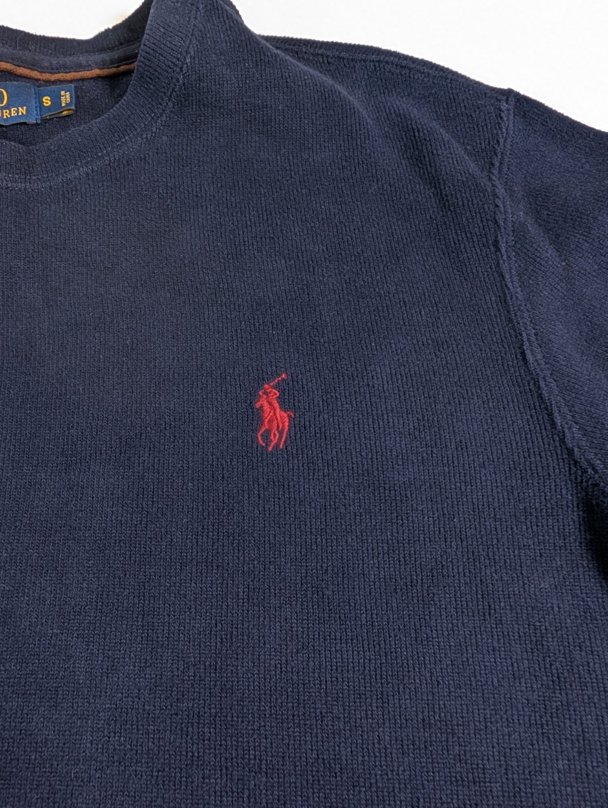 Polo Ralph Lauren felpa piccola blu navy vintage girocollo pony logo anni 90