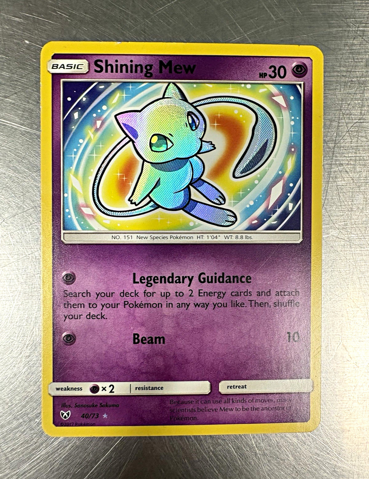 Pokémon TCG Shining Mew 40/73 Shining Legends Rare Holo Basic Psychic 2017