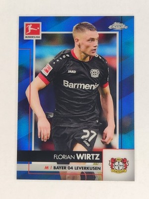 2020 Florian Wirtz Topps Chrome Bundesliga #64 Blue Refractor /150 RC Liverpool