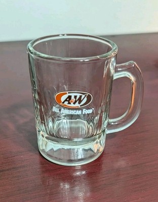 Vintage A&W Root Beer Mini Clear Glass Heavy Mug Restaurant Logo