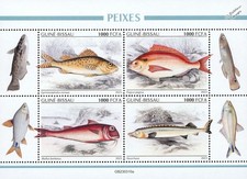 FISH Fishes Marine Life MNH 4v-Stamp Sheet #141 (2023 Guinea-Bissau)