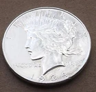 1934 P Peace Silver Dollar - 90% Silver $1.00 U.S. Coin