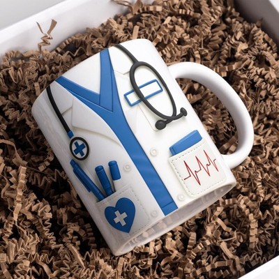 Medical Appreciation Mug Wrap, 11 oz & 15 oz Coffee Mug Wrap, 3D Doctor