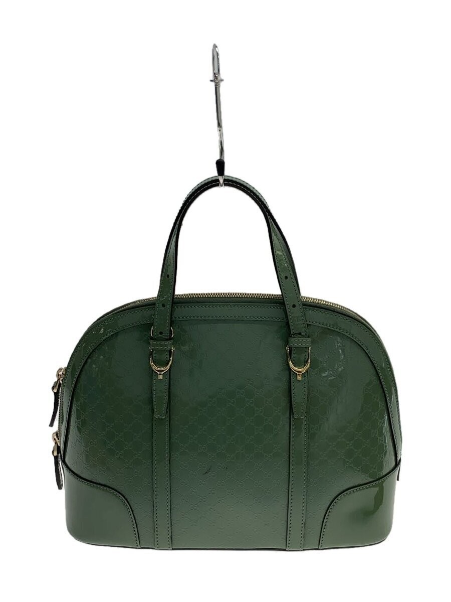 Gucci Shima Black Enamel Green Shoulder Bag 309617