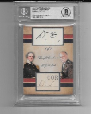 DWIGHT EISENHOWER WINFIELD SCOTT DUAL CUT AUTO AUTOGRAPH # 1/1 BECKETT CERT