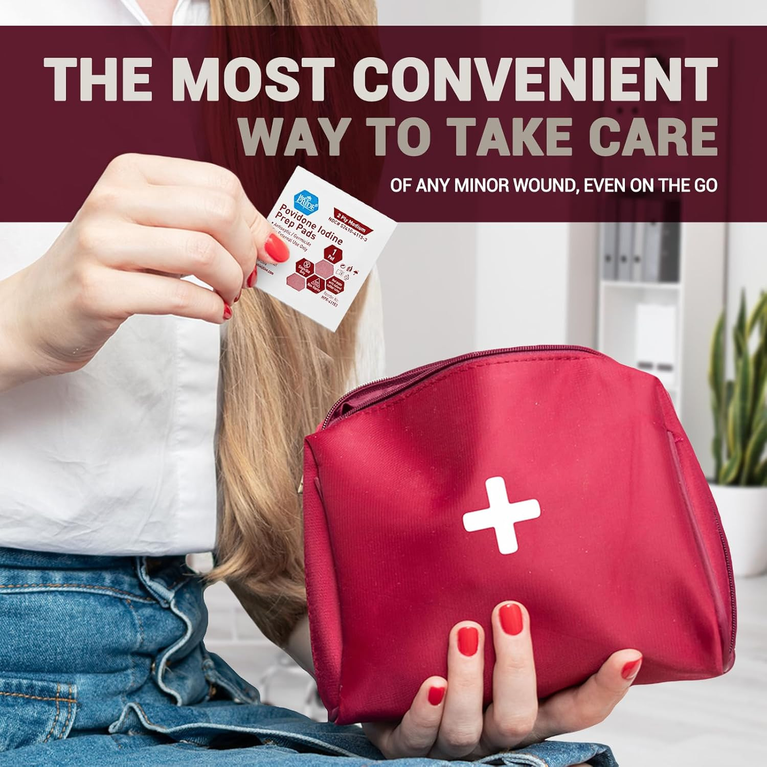 Individually Wrapped Iodine Wipes, 10% Povidone Iodine Prep Pads, Alcohol-Free A