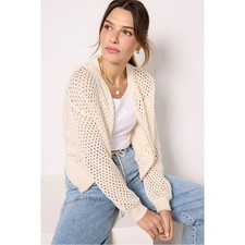 Sanctuary Stepping Out Bomber Jacket Open-knit Econatural Cream XL