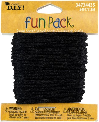 3 Pack Cousin Fun Pack Satin Rattail Cord 8yd-Black 34734435