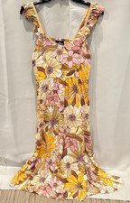 Angie Womens Dress Medium Floral Midi Lace Retro Hippie Slit Boho Western 18937x