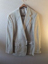 Jos A Bank Silk Glen Plaid Sport Coat 40R Blazer Jacket Gray Blue Windowpane