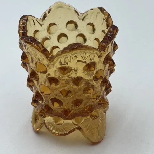 Vintage Fenton Art Glass 3 Footed Amber Toothpick/Votive Holder Williamstown WV