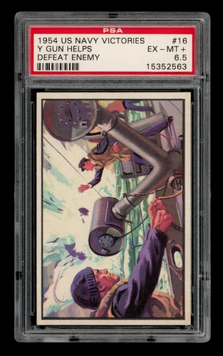 1954 U.S. Navy Victories Set-Break # 16 Y Gun Helps Defeat Enemy PSA 6.5 EX-MT+