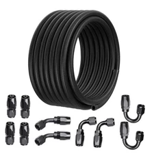 6AN Fuel Line Kit, AN6 16FT CPE Nylon Braided Fuel Line Hose Fitting 6AN 16FT