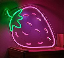 LED Neon Sign Night Light for Wall Party D cor Bedroom Room Bar Strawberry