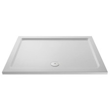 Nuie Slip-Resistant White Shower Tray Low Profile Slimline Stone Resin Anti-Slip