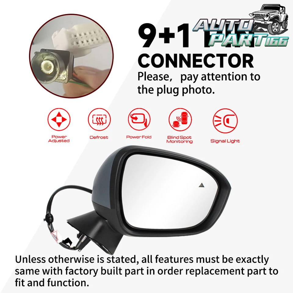 Espejo retrovisor de 10 pines con cámara lado derecho para Mitsubishi Outlander PHEV 2022-2024 Primer Foto 3 de 4