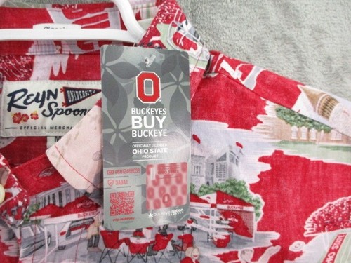 NEU Reyn Spooner The Ohio State Buckeyes Hawaiihemd Herren Medium rot Neu mit Etikett - Bild 3 von 16