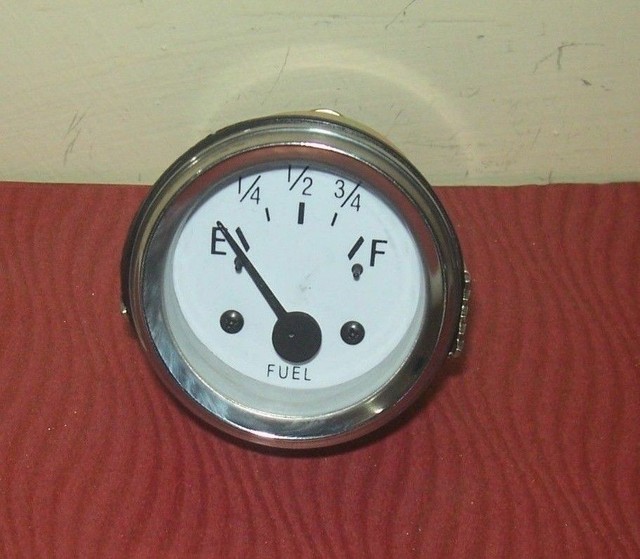 Willys MB Jeep Ford GPW CJ Fuel Gauge white face chrome eBay