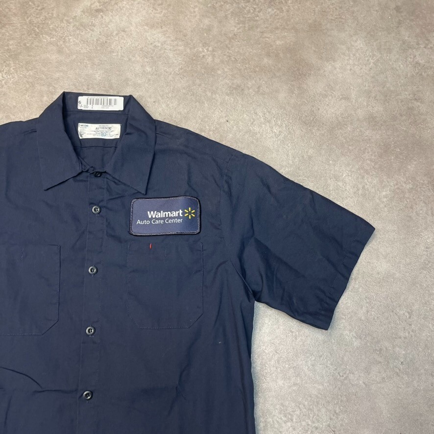 Aramark Shirt Mens Medium Short Sleeve Button Up Workwear Top, Navy Blue image 2