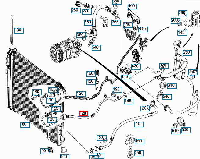 MERCEDES BENZ C W204 AMG A/C Air Conditioning Pipe Line A2048303116